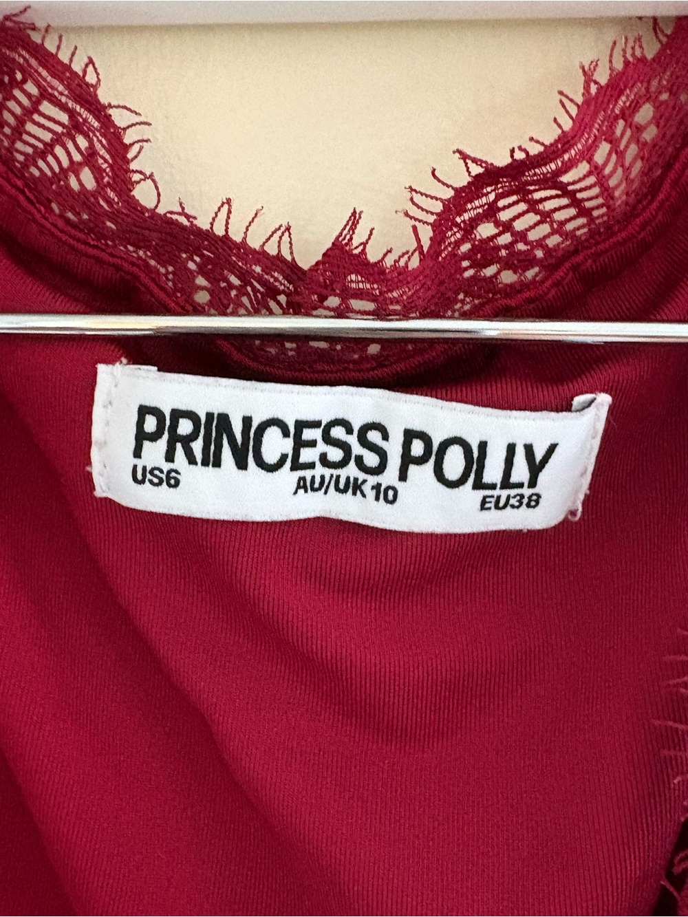 Princess Polly Burgundy Lace SleevelessTank Top - Picture 4 of 4